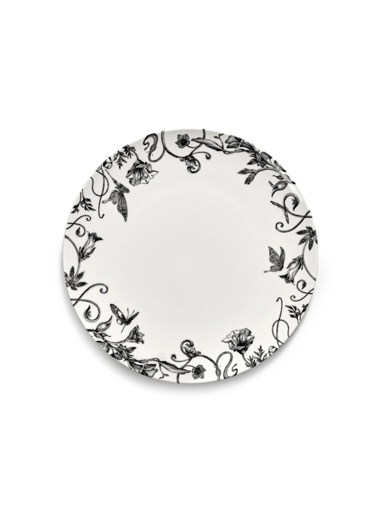 Breakfast plate floral fantasy white - black Unity