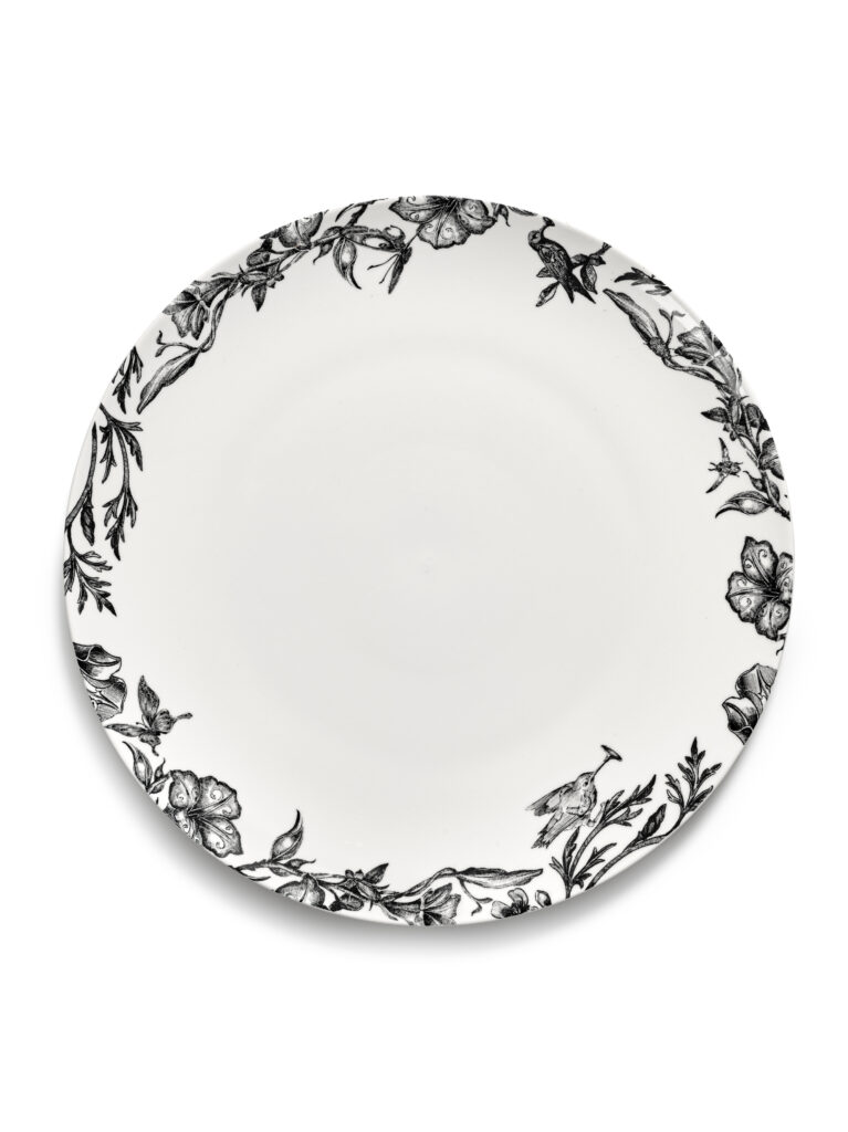 Dinner plate enchanted garden white - black Unity