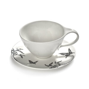 Saucer cappuccino cup butterfly white - black ballet Unity - Image 3